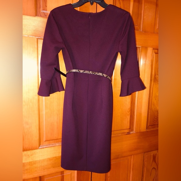 Wine Red Connected Apparel Dress with Faux Snakeskin Belt - Picture 2 of 3